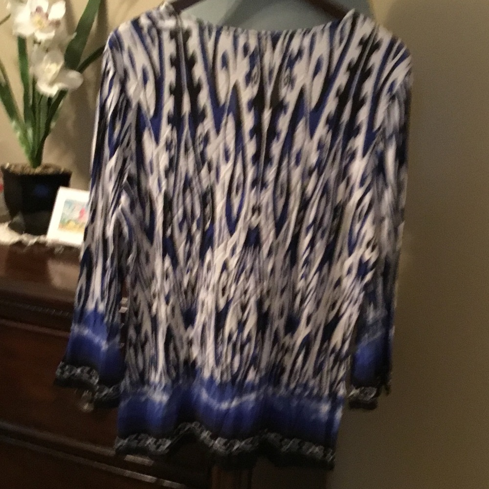 Ruby Rd. Blue and Black Abstract Tunic - Picture 2 of 4
